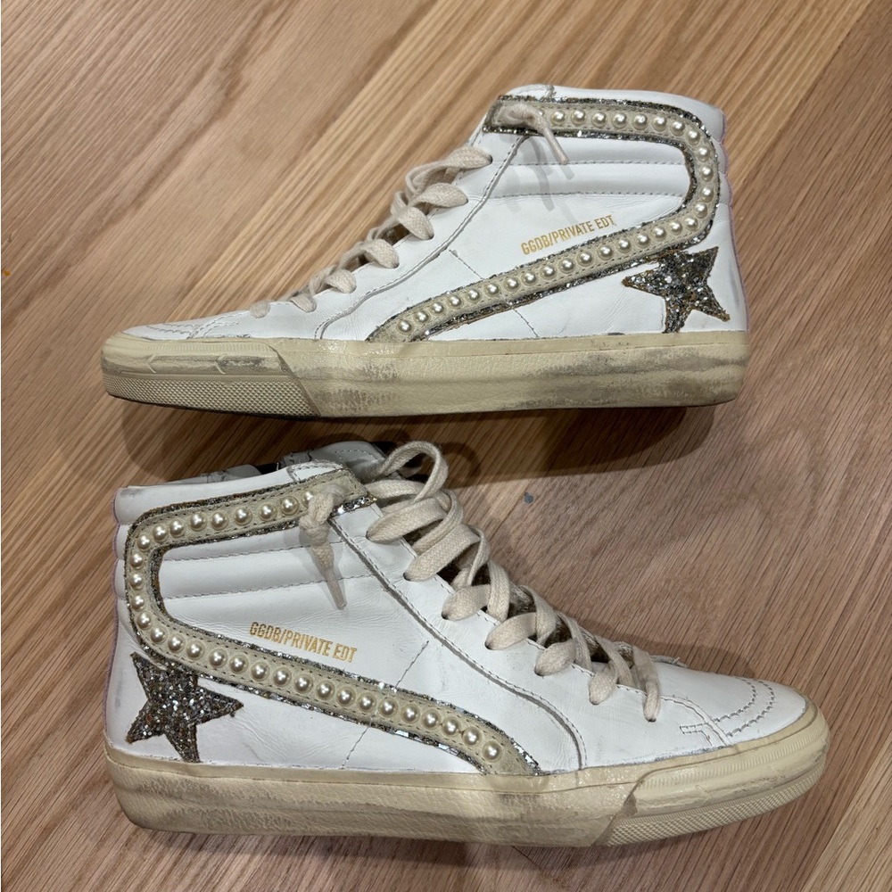 GGDB White High-Top Sneakers